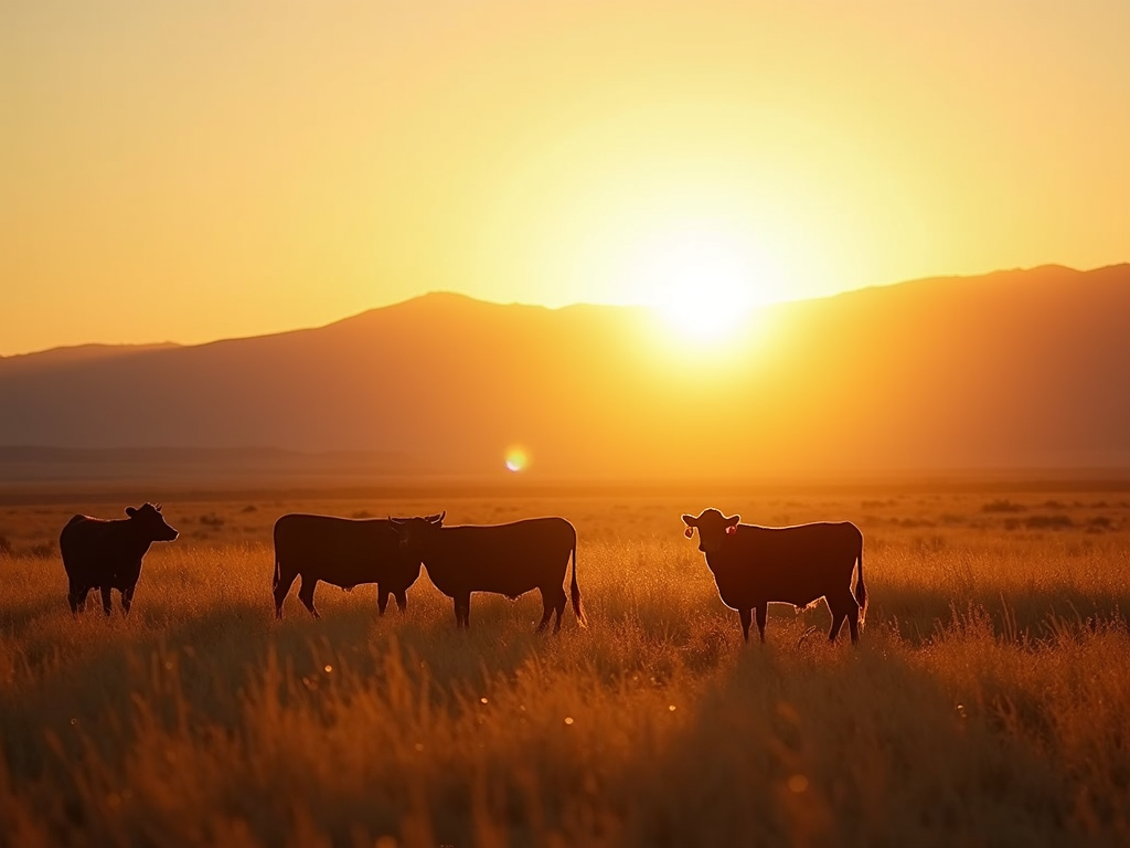 Cattle grazing an Australian station at golden hour beneath distant ranges
