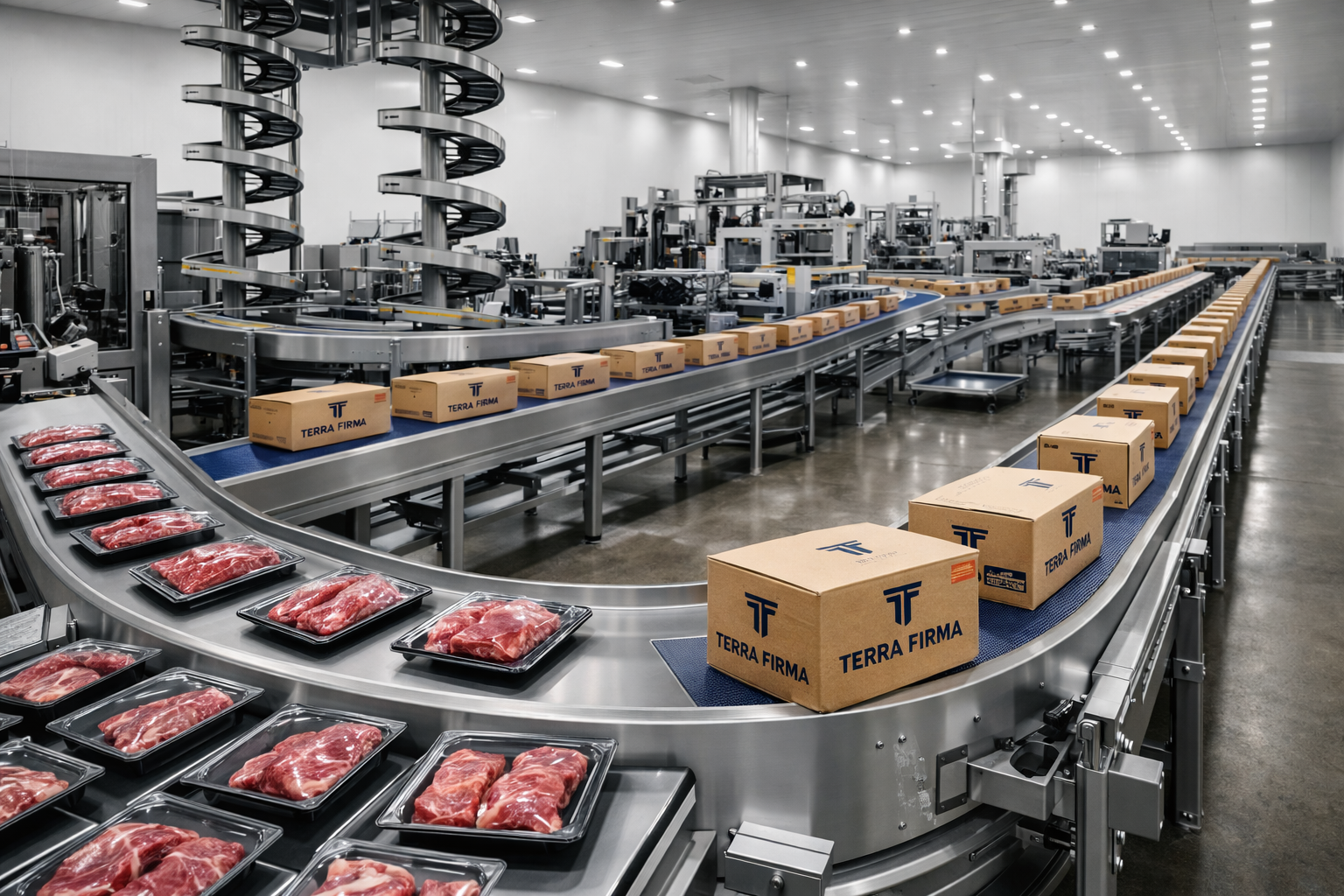 Conceptual view of an automated food manufacturing line